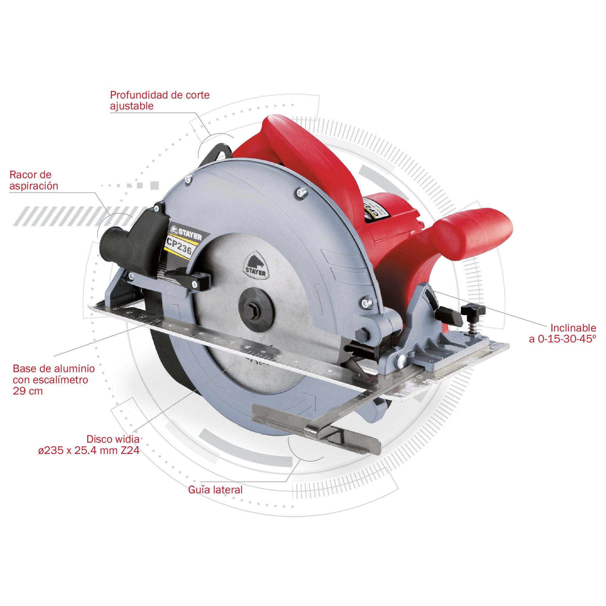Sierra circular PROFESIONAL de gran potencia, Ø235mm, CP 236