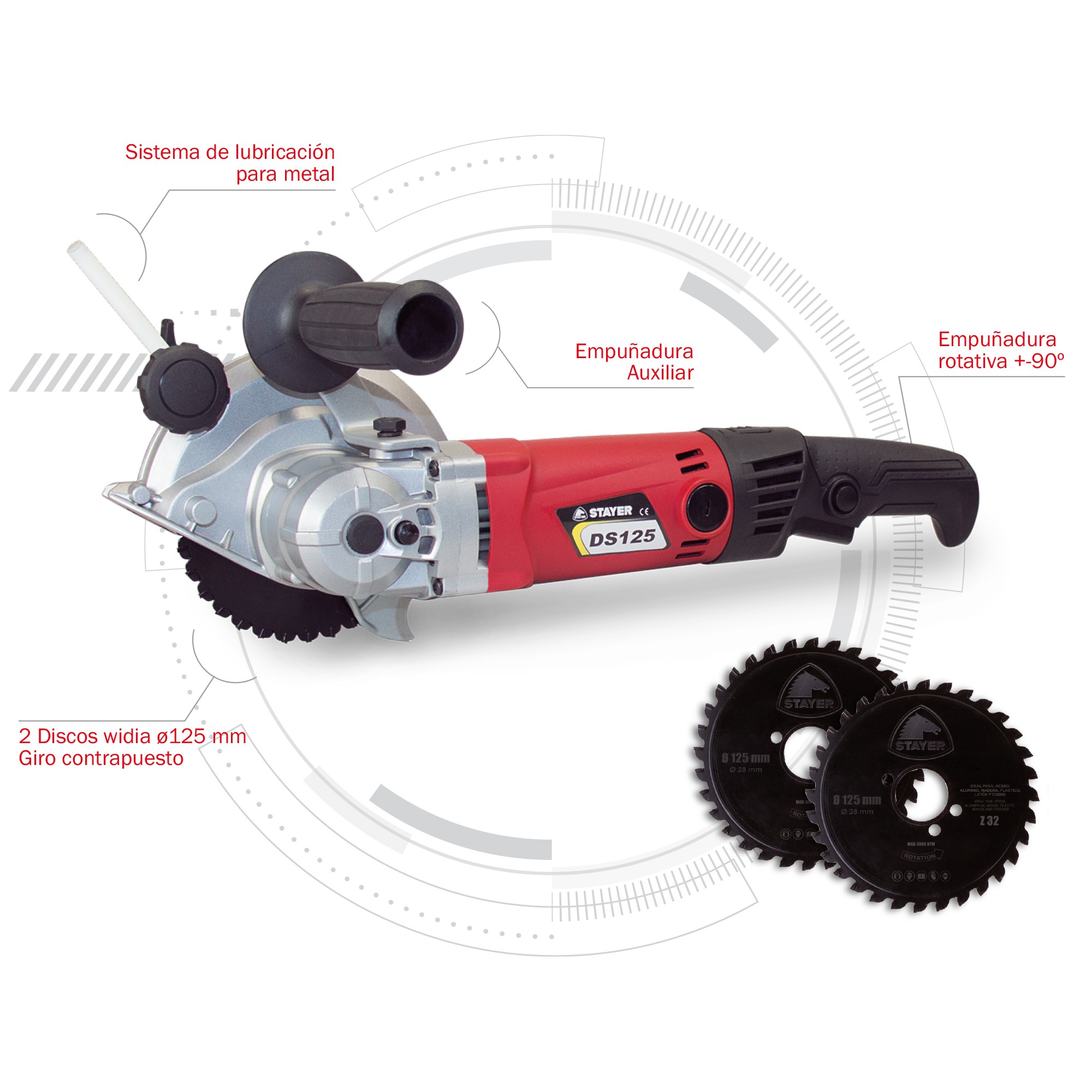 Sierra Dual (2 discos Widia) PROFESIONAL para corte de metal, DS 125