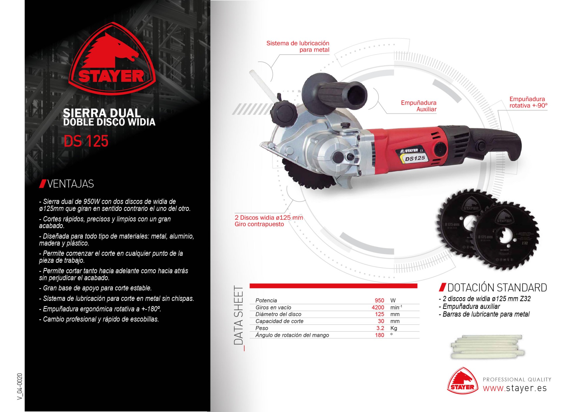 Sierra Dual (2 discos Widia) PROFESIONAL para corte de metal, DS 125