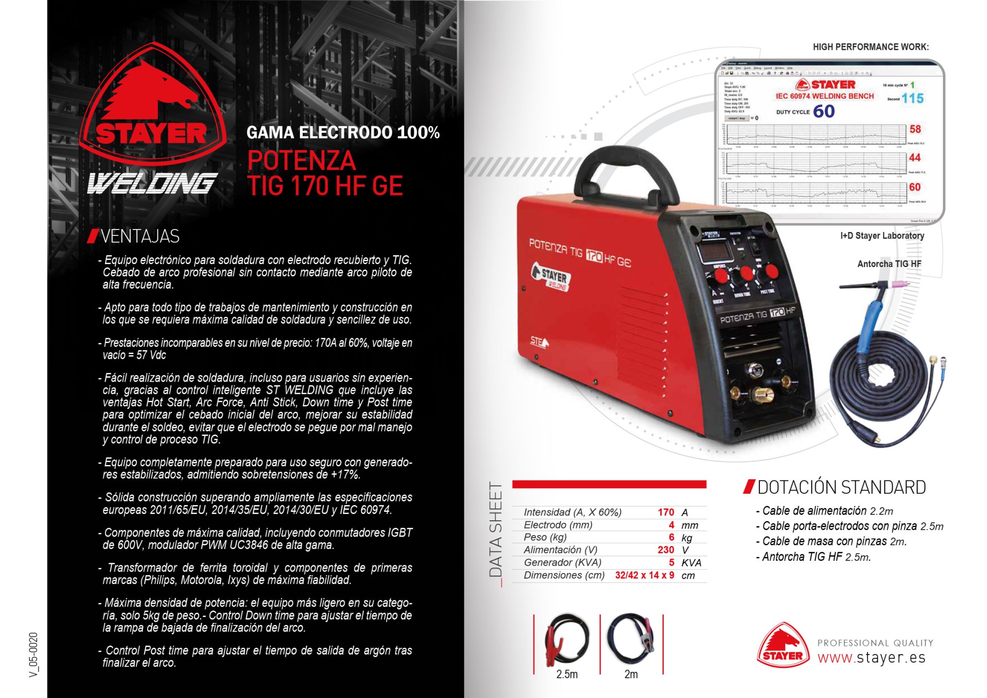 Equipo de soldadura inverter, POTENZA TIG 170 HF
