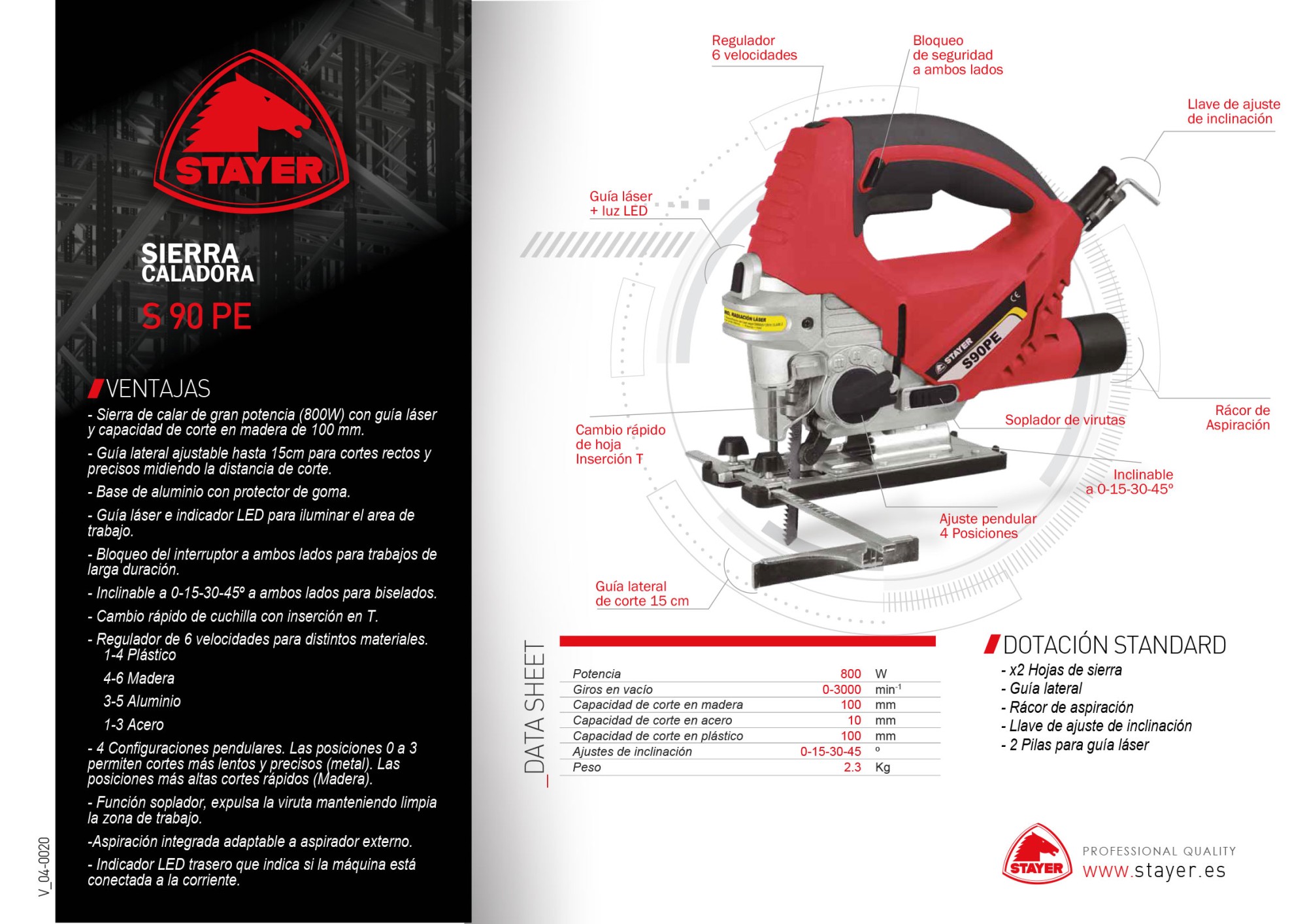 Sierra caladora PROFESIONAL, pendular con cambio rápido de hoja S 90 PE