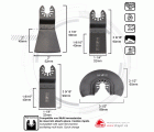 Set para madera y pladur PROFESIOAL (4 unds): Sierra recta de inmersión HCS/BIM, sierra semicircular HCS y espátula.