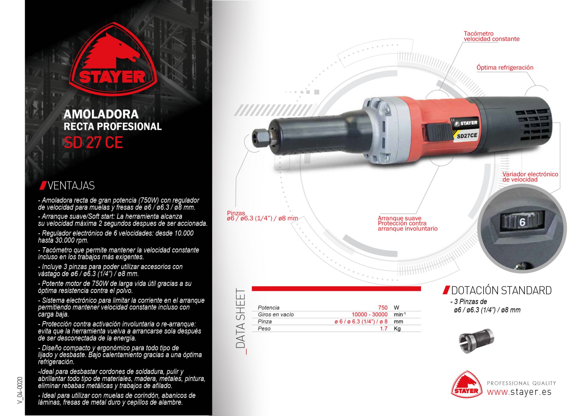 Amoladora recta Profesional SD 27 CE