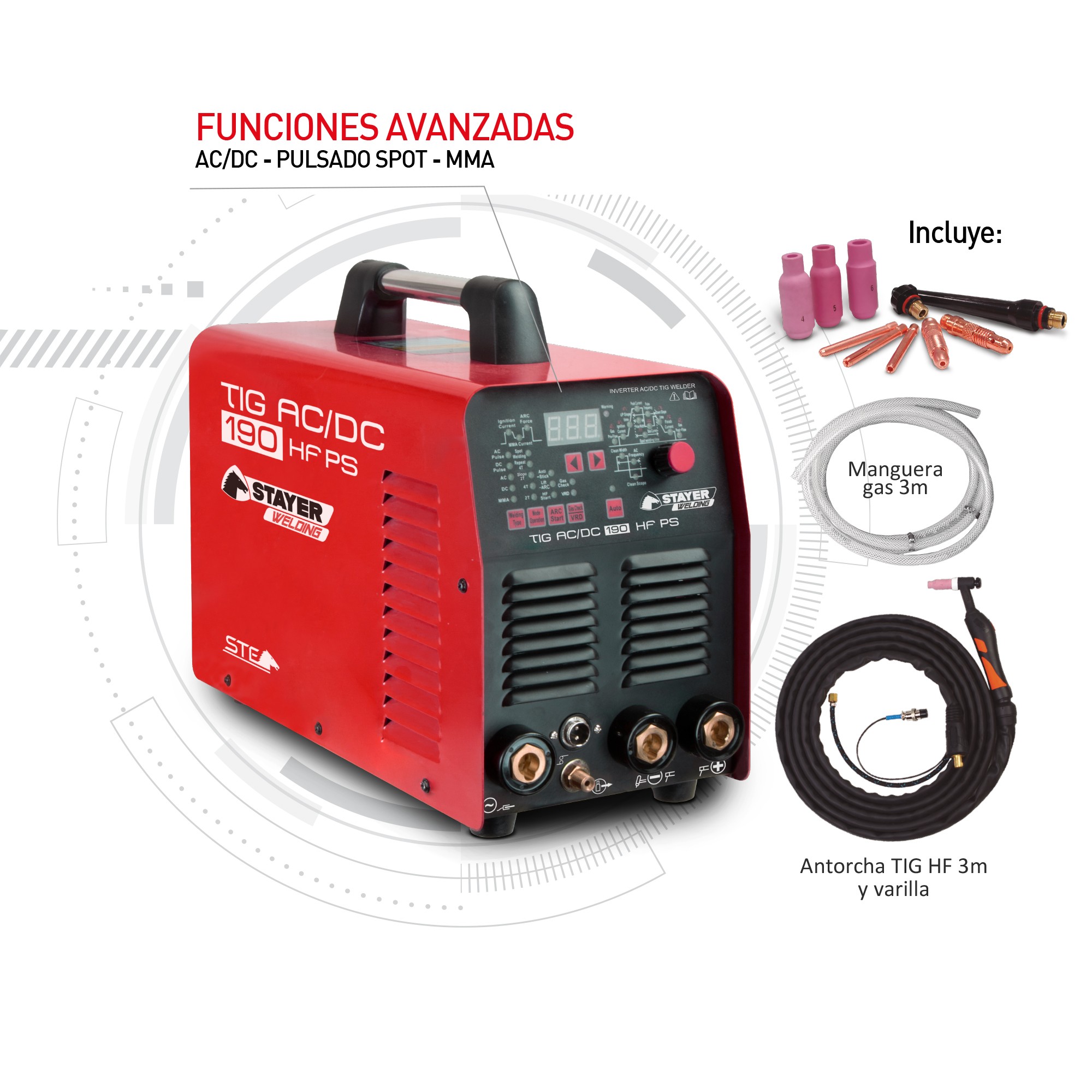 Equipo de soldadura inverter, TIG AC/DC 190 HF PS