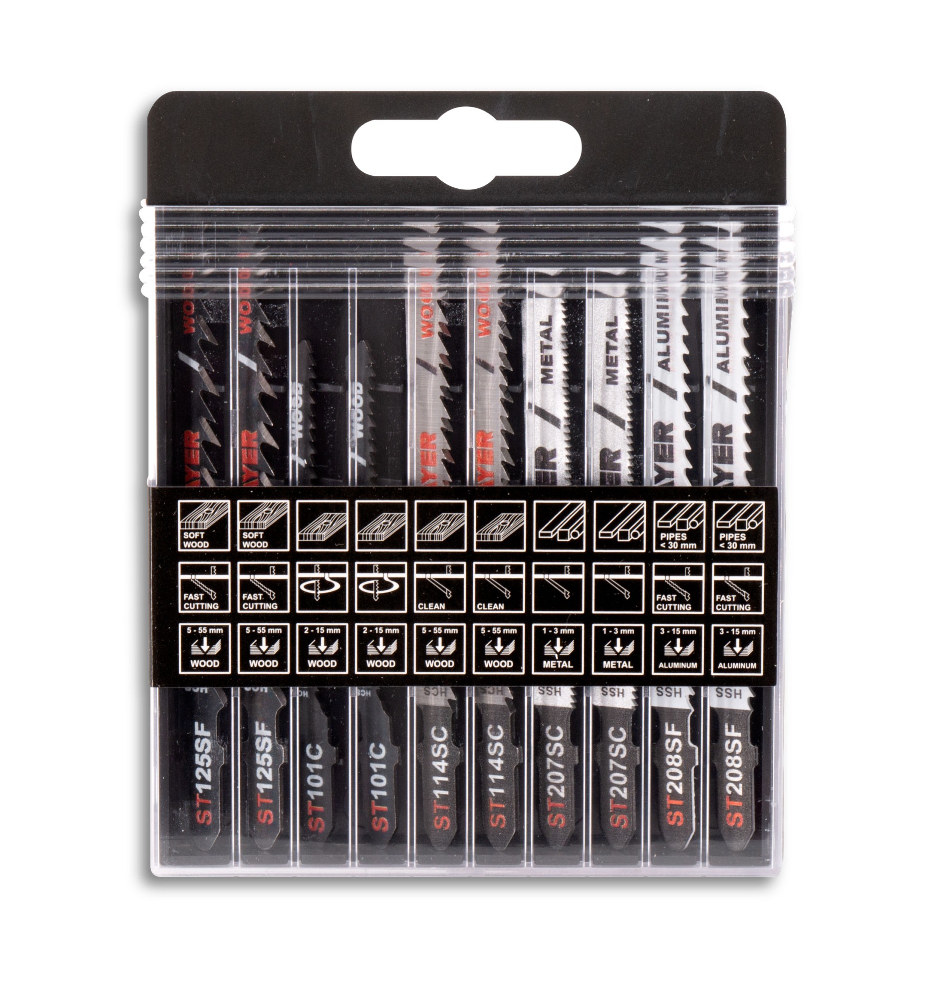 Set de 10 hojas de sierra HCS/BIM para metal y madera.