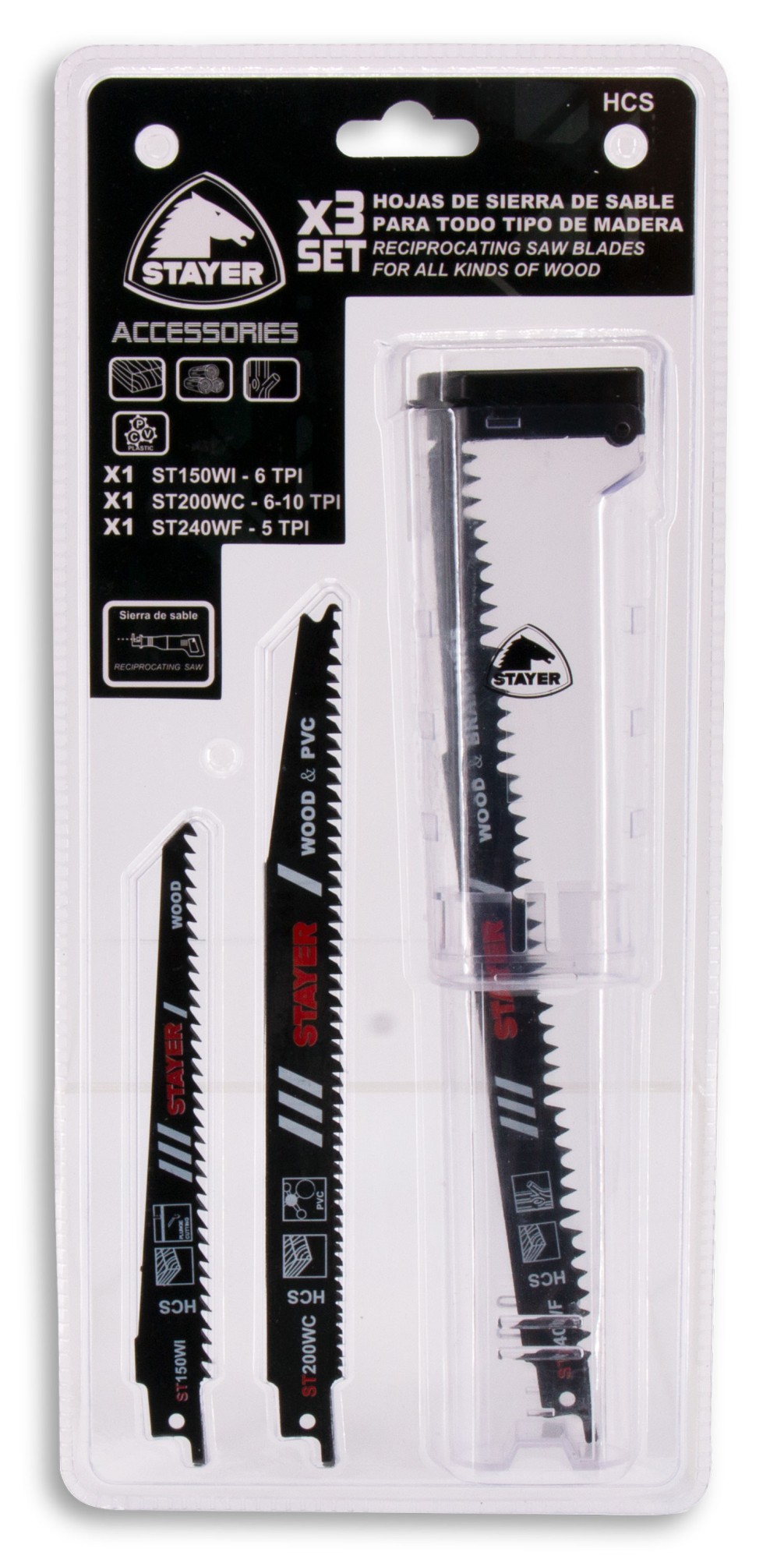 3 Hojas de sierra para sierra de sable, HCS madera (combinadas)
