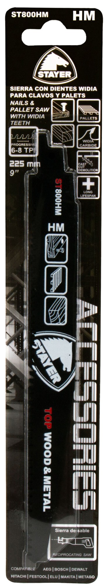 Hoja de sierra PRO madera con clavos.