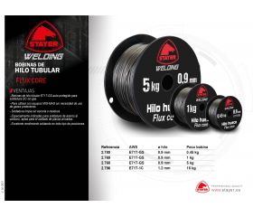 Bobina de hilo Flux Core (hilo hueco) de 0.45Kg. 0.9mm.