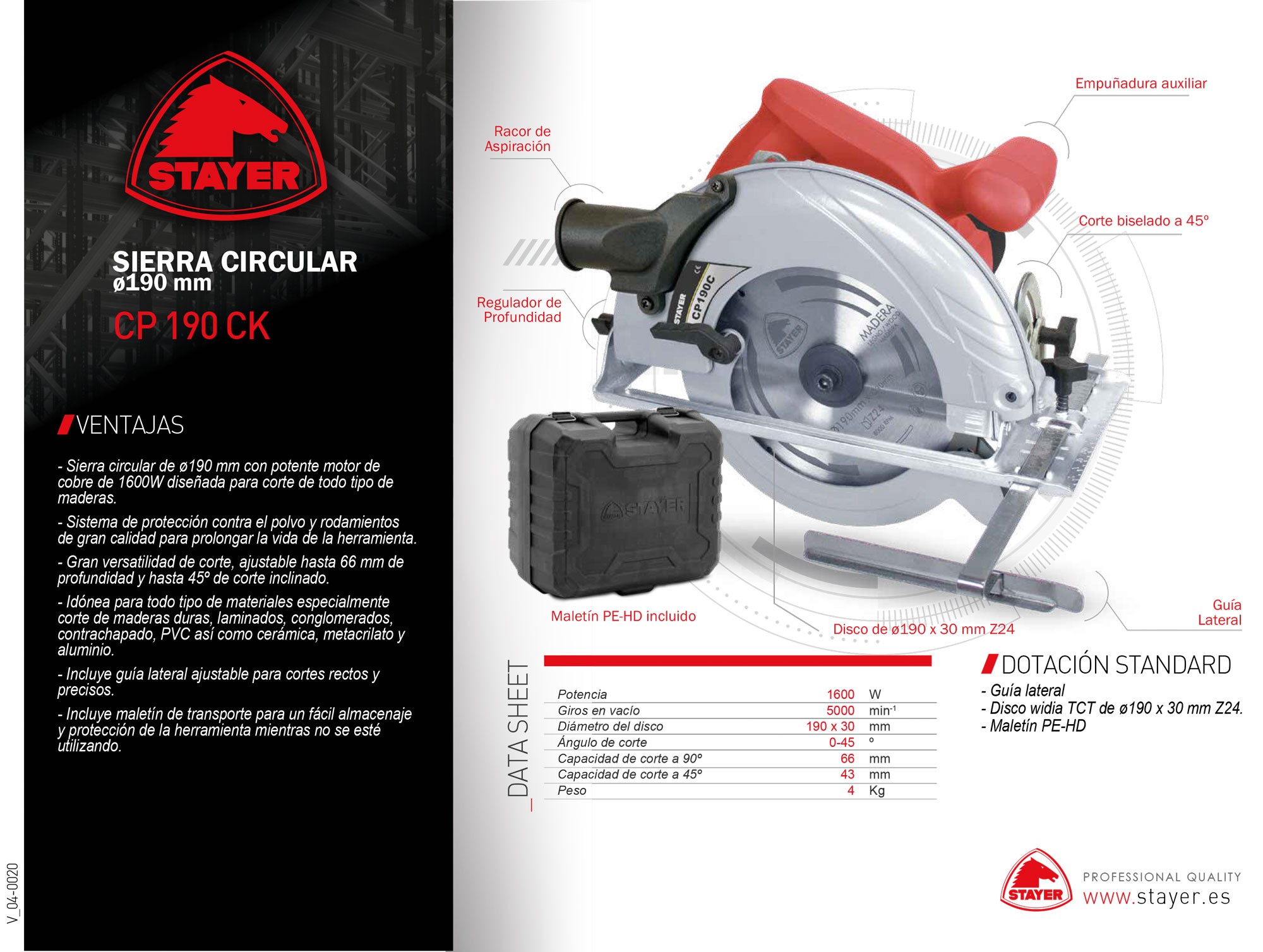 Sierra circular PROFESIONAL de Ø190mm, CP 190 CK