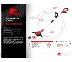 Desbrozadora a Batería 18V, GRASS CUTTER L21. Incluye 2 Bat. 2Ah + Cargador + Bolsa de transporte.