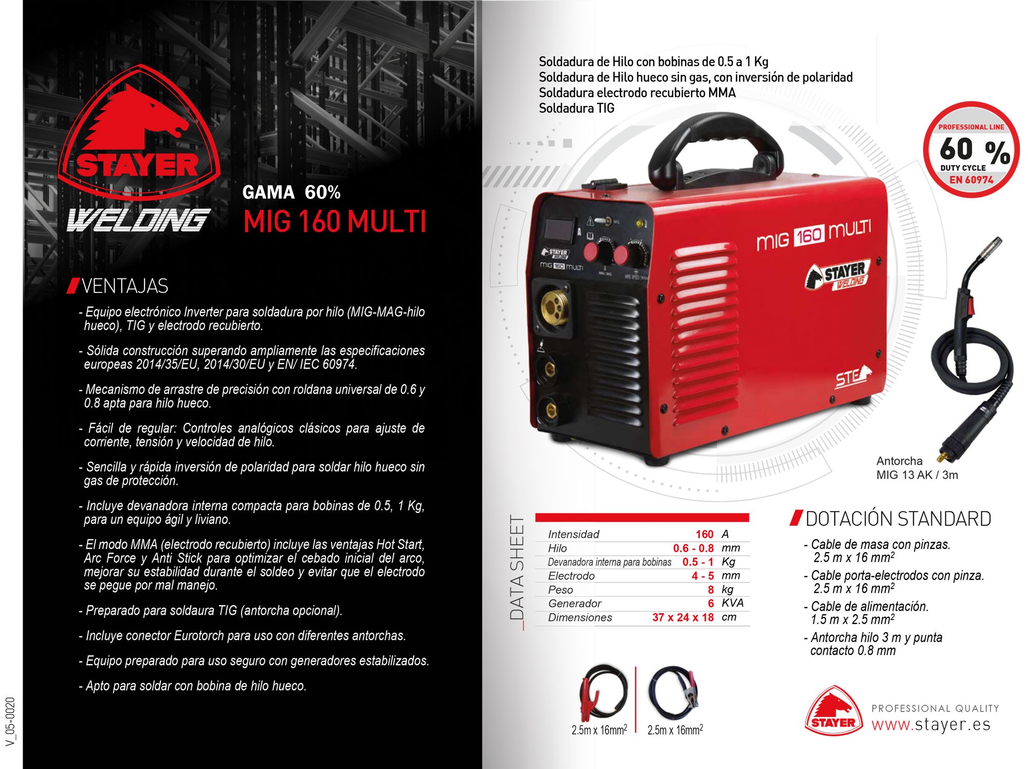 Equipo de soldadura inverter Industrial MIG/MAG MIG 160 MULTI