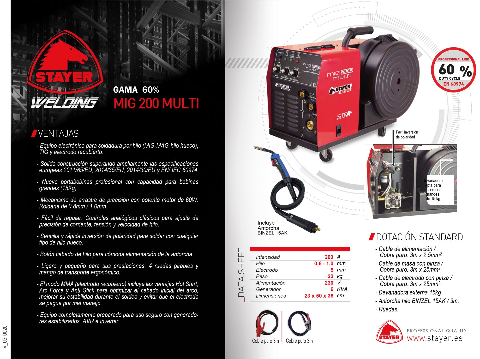 Equipo de soldadura inverter Industrial MIG/MAG MIG 200 MULTI
