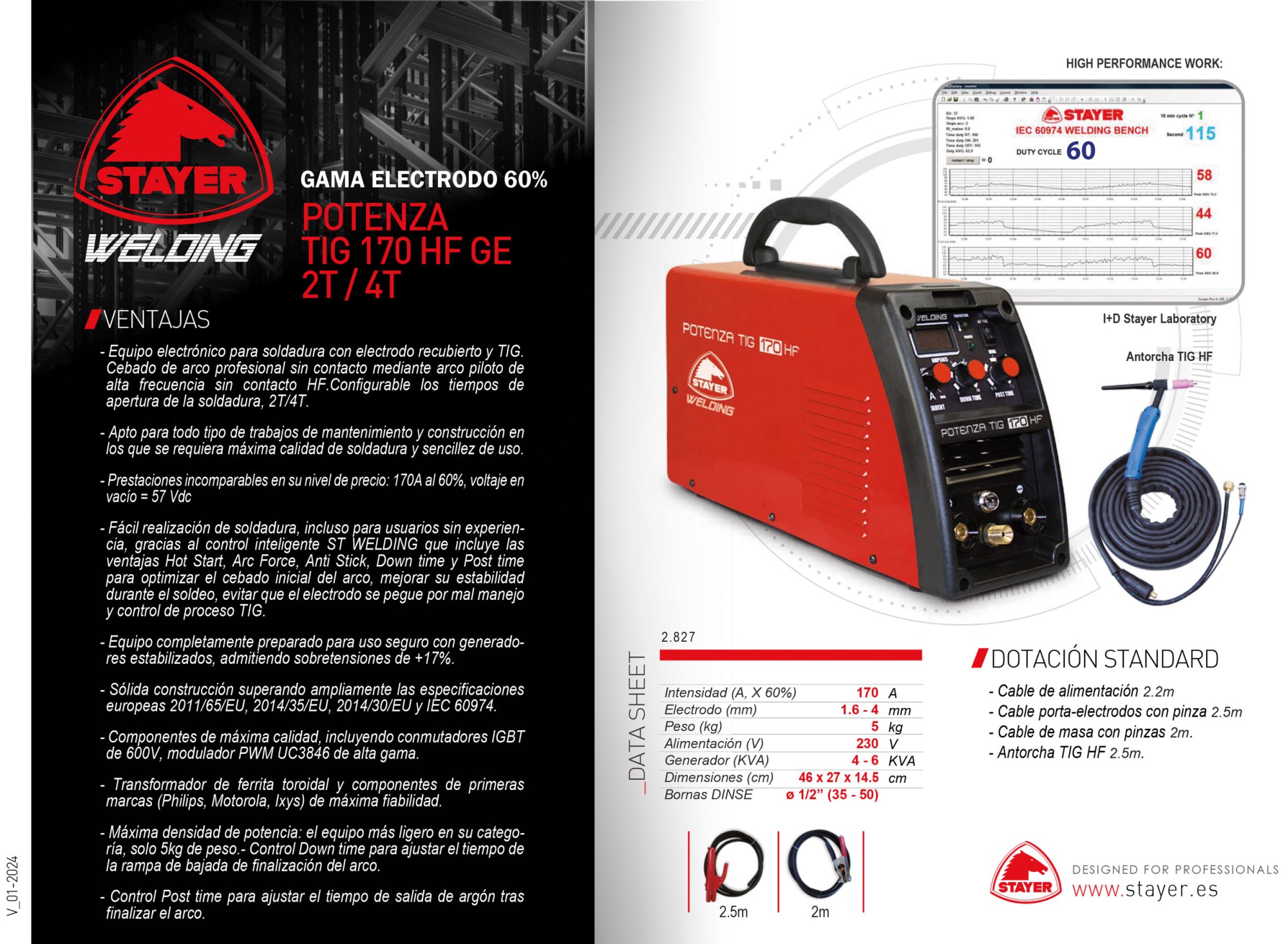 Equipo de soldadura TIG POTENZA TIG 170 HF GEK 2T/4T