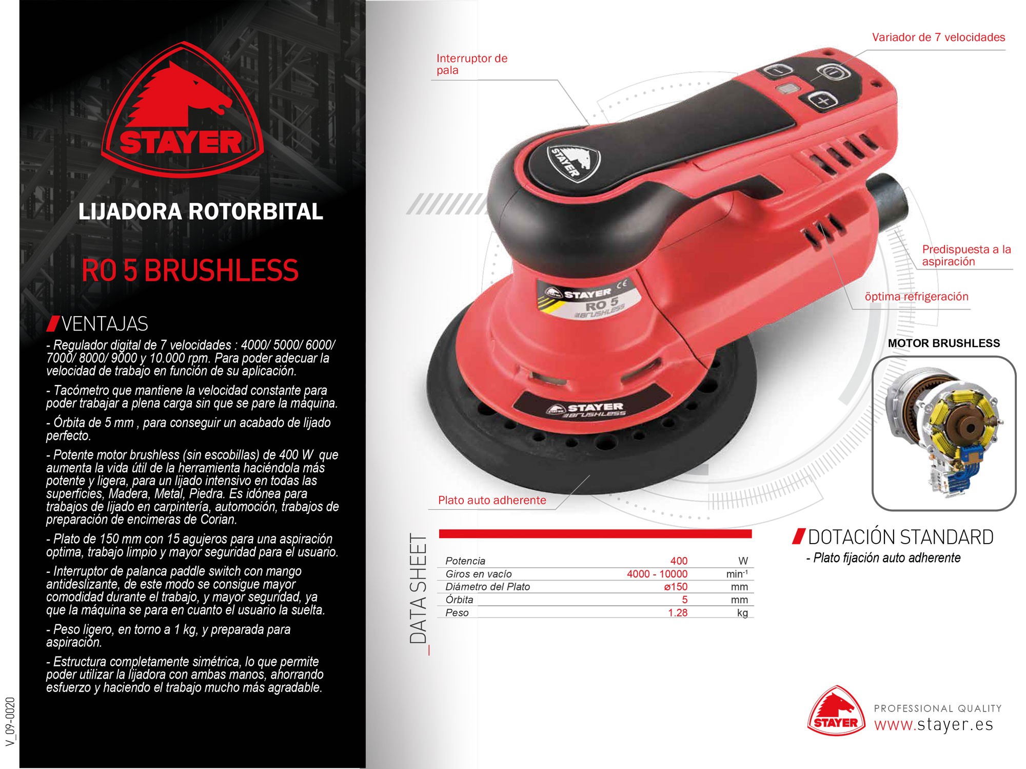 Lijadora rotorbital BRUSHLESS PROFESIONAL RO 2.5 BRUSHLESS