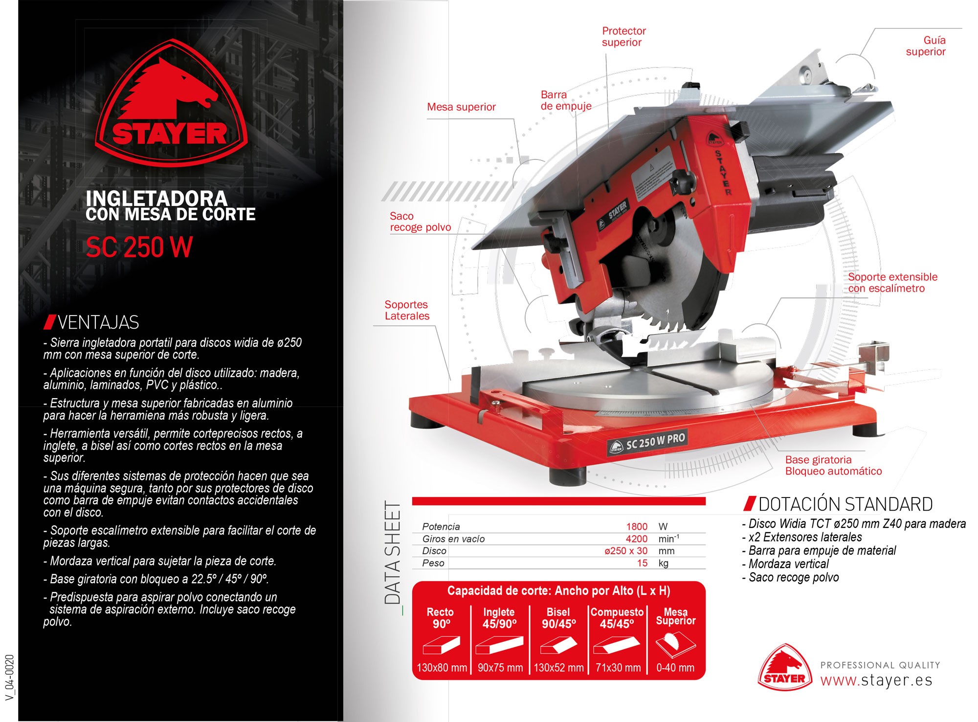 Ingletadora PROFESIONAL de Ø254mm SC 250 PRO W