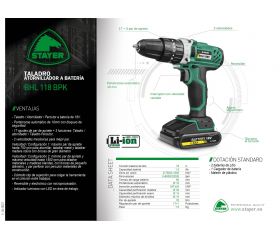 Taladro Atornillador Percutor 18V., BHL 118 BPK