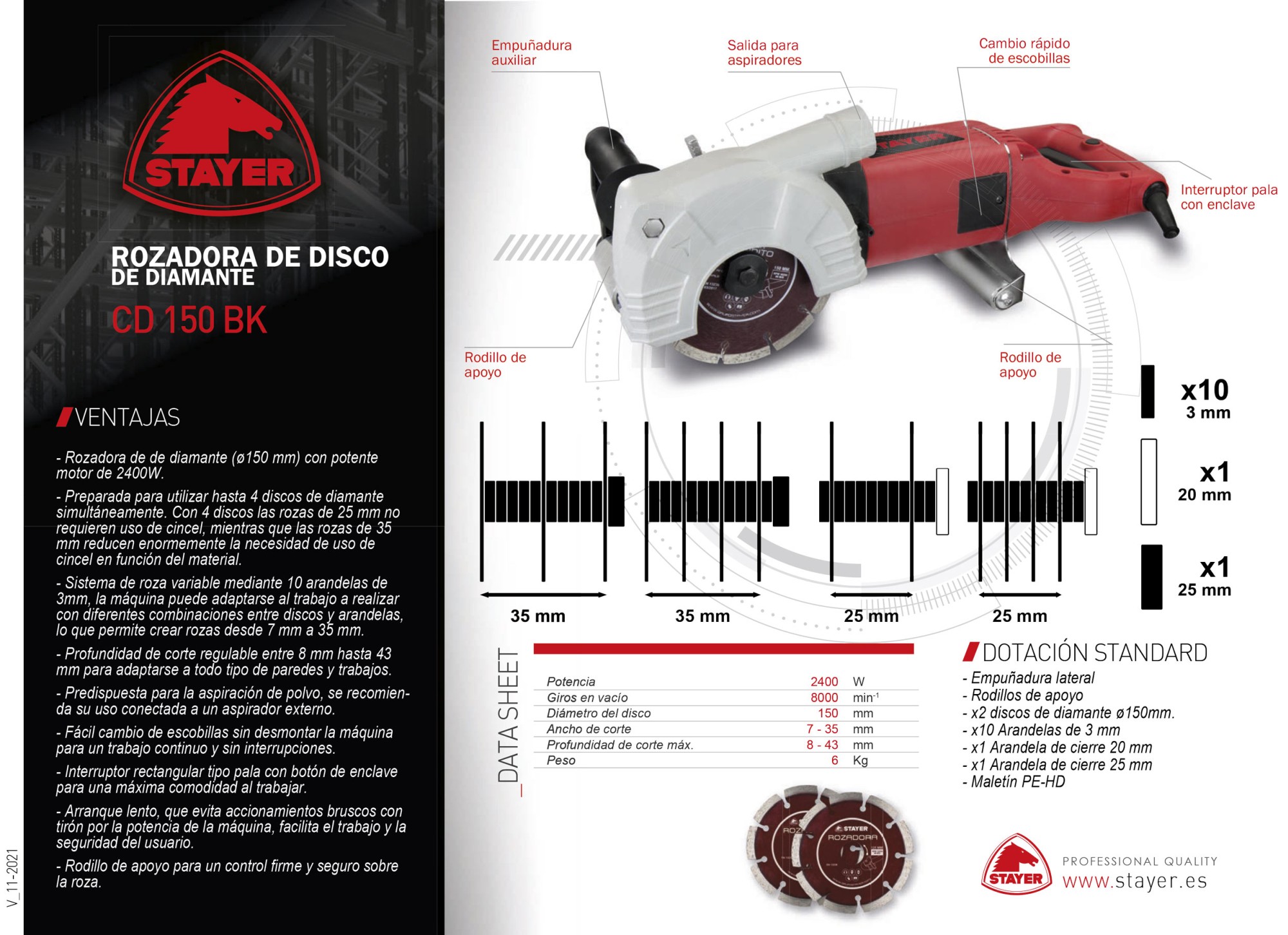 Rozadora de disco de Diamante Ø150mm. CD 150 B2 K (2 Discos de diamante)