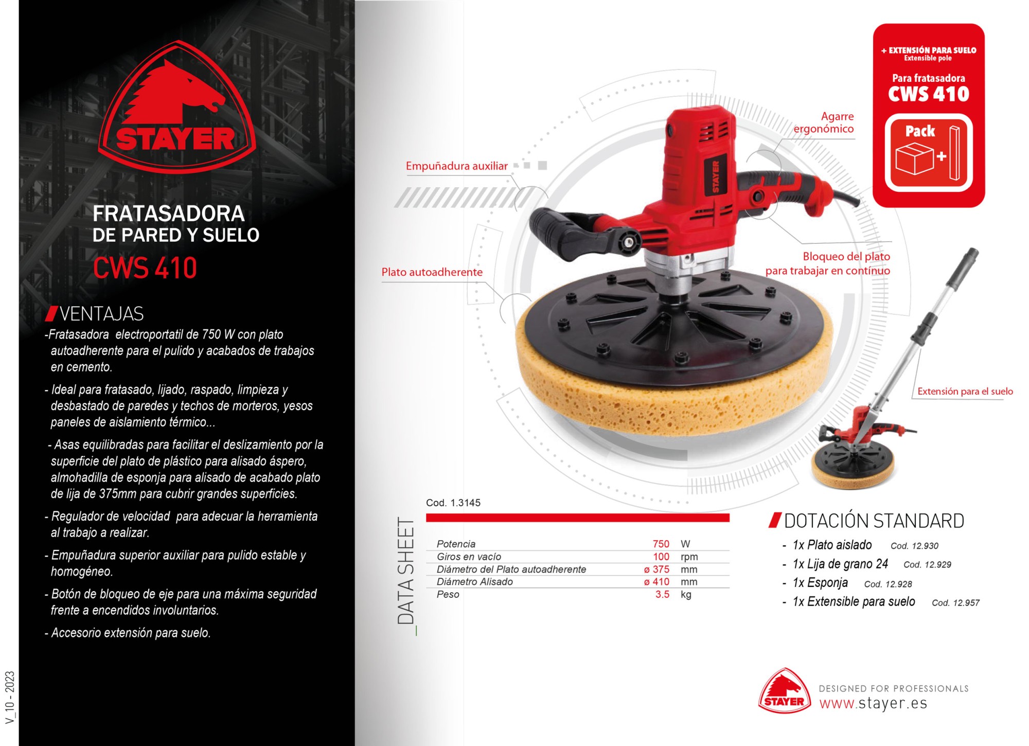 Fratasadora de pared y suelo CWS 410