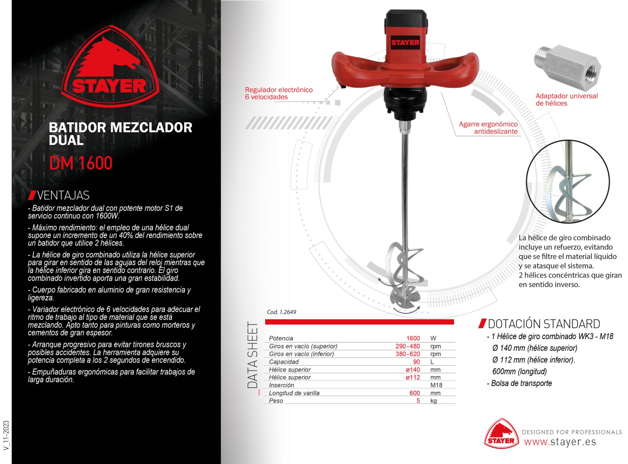 Batidor Mezclador DUAL, DM 1600