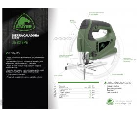 Sierra caladora con movimiento pendular de 3 posiciones de 570W, JS 80 B PE