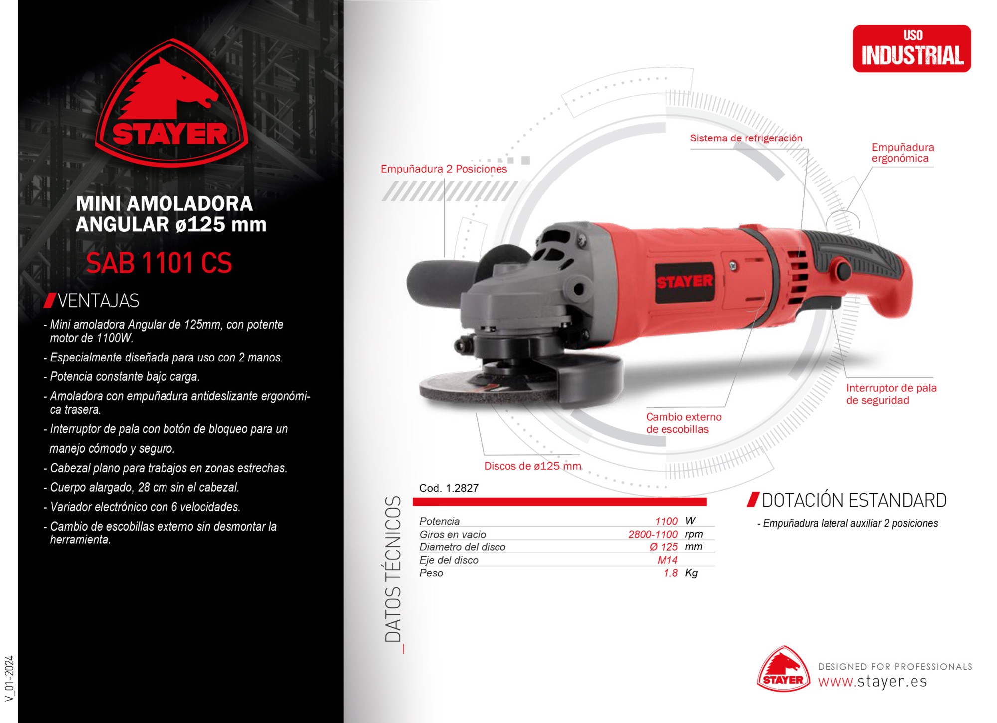 Mini Amoladora Angular Ø125mm. SAB 1101 CS