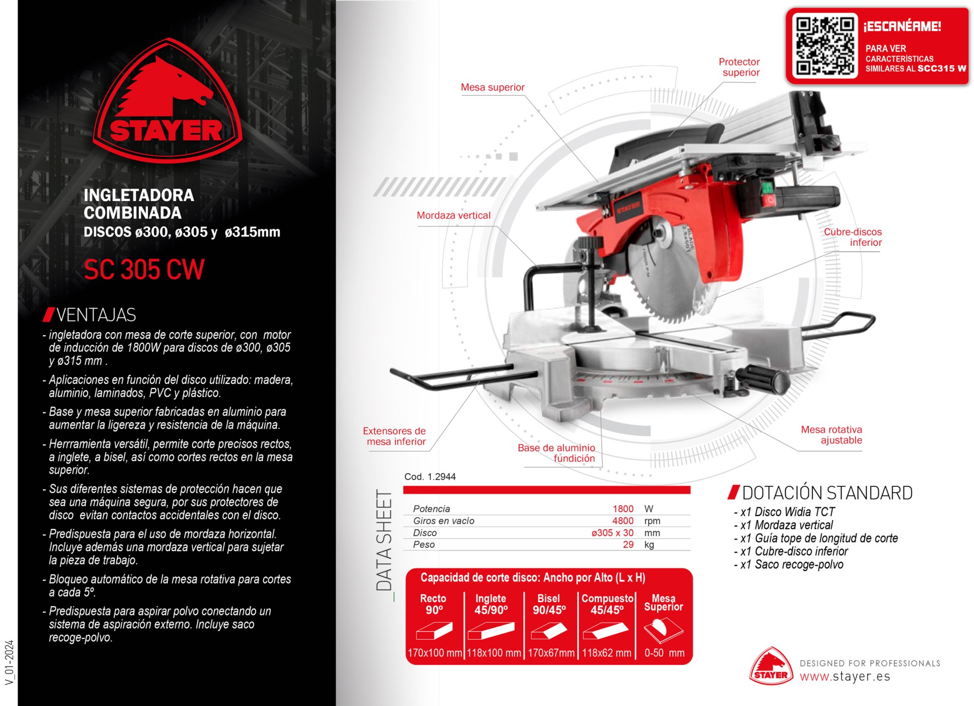 Ingletadora combinada Ø300mm. SC 305 CW