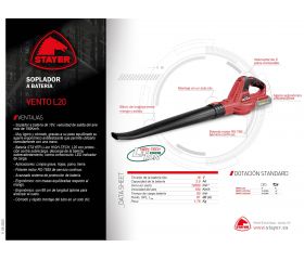 Soplador PROFESIONAL a batería 18V, Vento L2012 + Batería 2Ah+ cargador