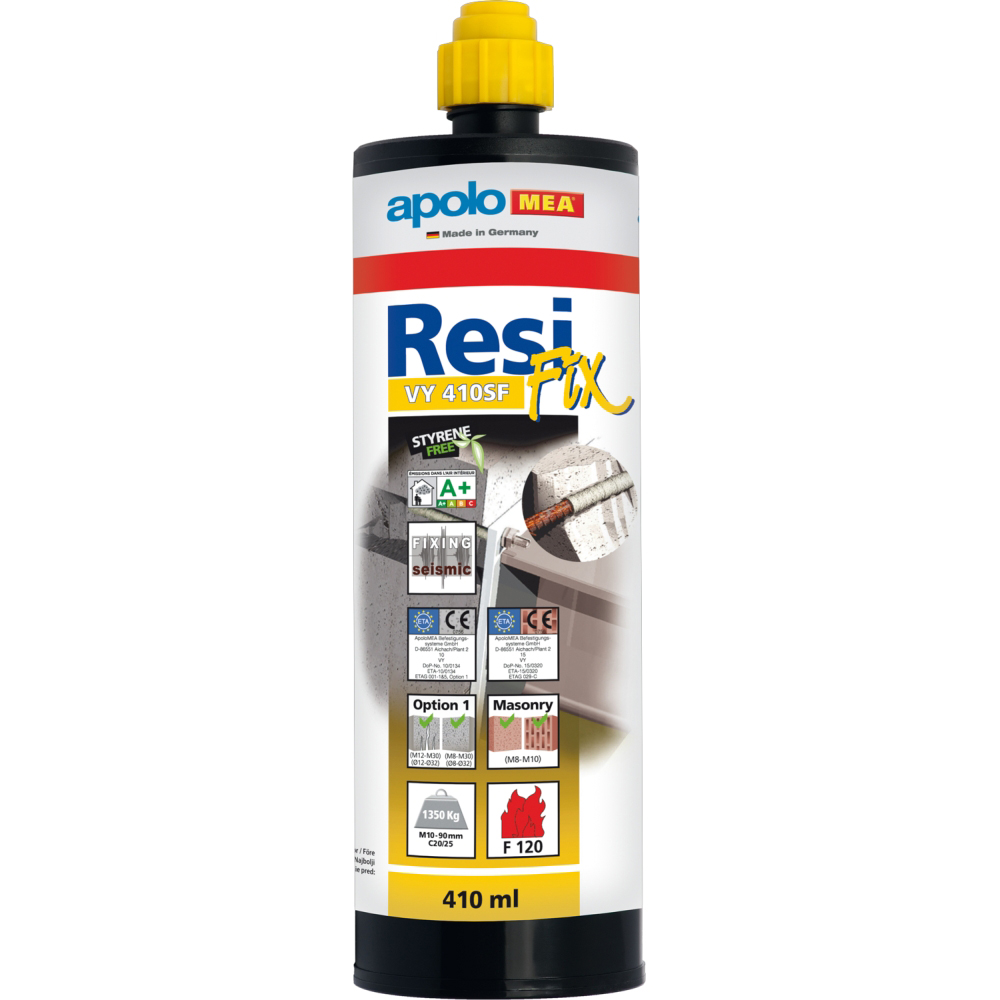 Anclaje químico ResiFIX VY 410 SF sin estireno , Vinylester 2 cánulas