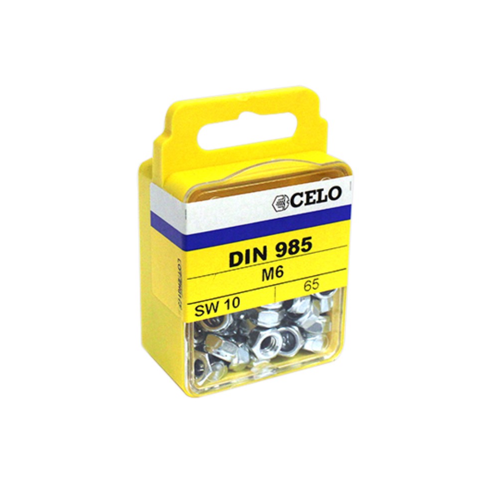 Blister tuerca autoblocante con inserto de nylon DIN 985 M6 cincado