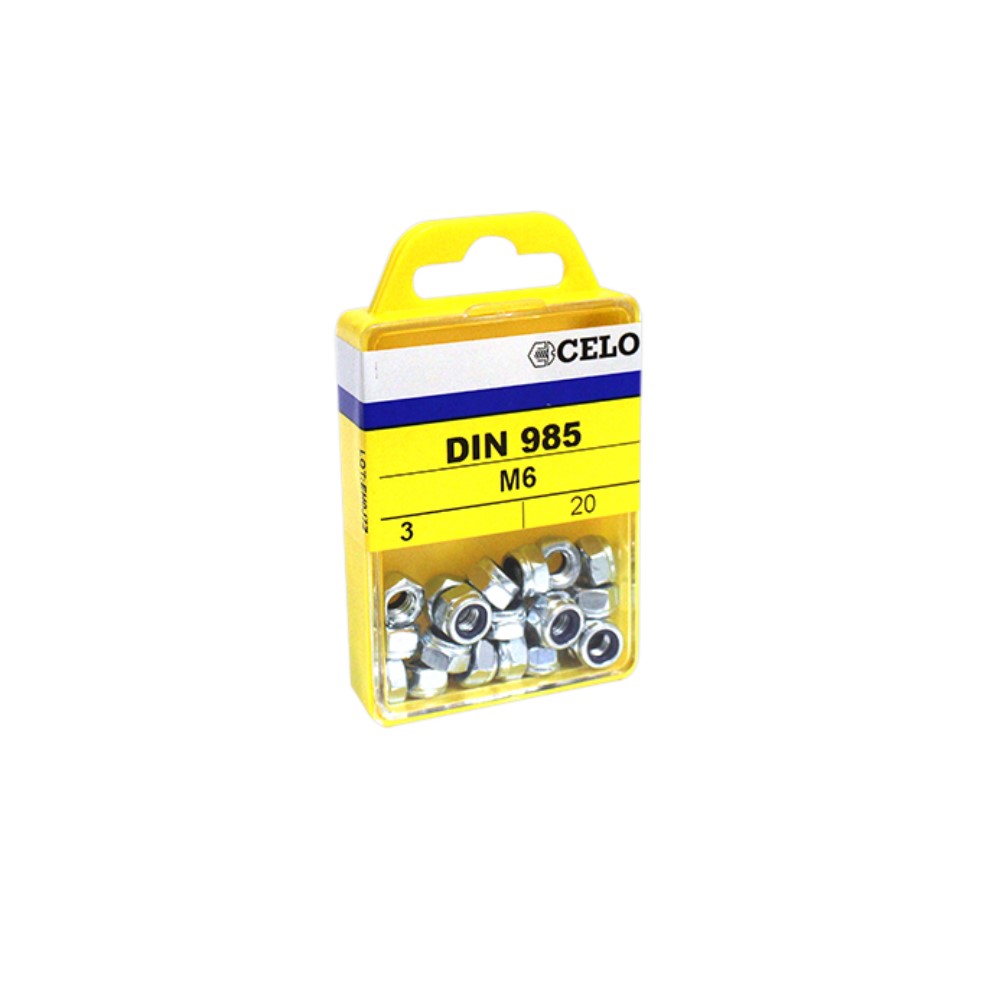 Blister tuerca autoblocante con inserto de nylon DIN 985 M8 cincado