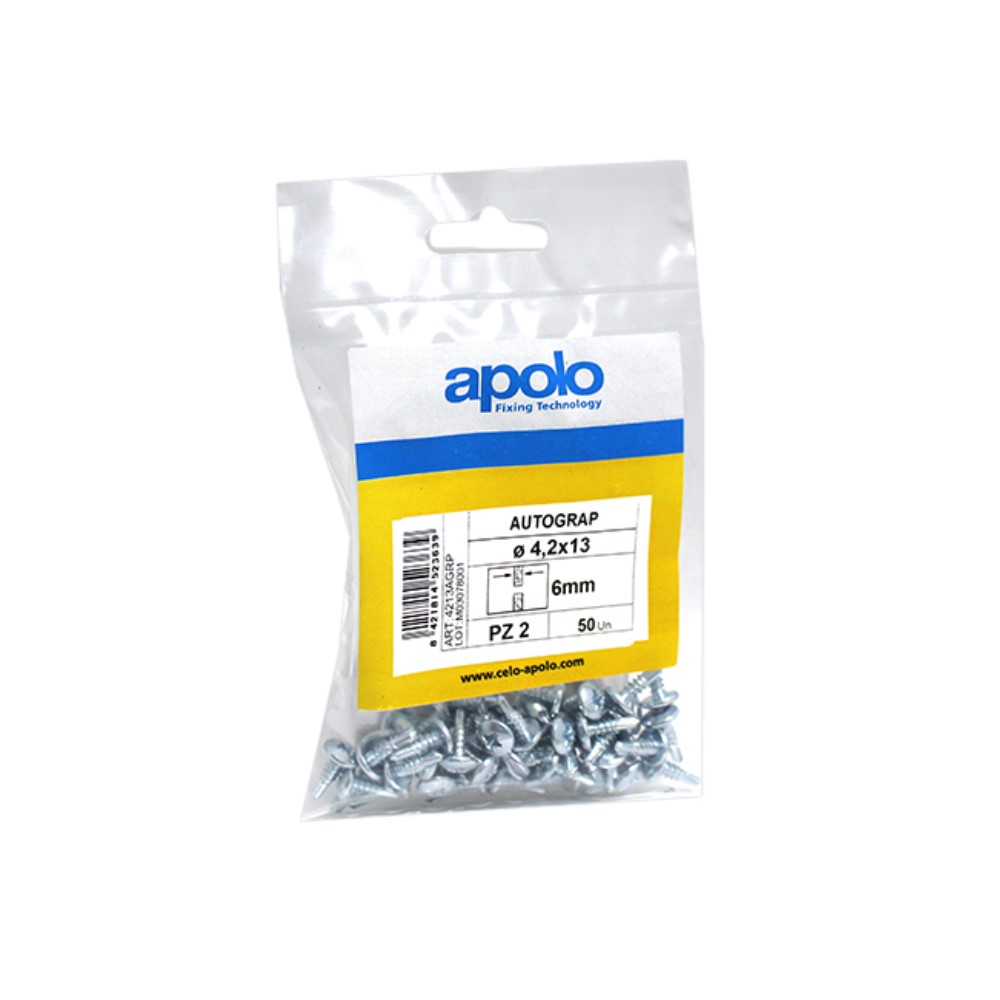 Bolsa tornillo punta broca cabeza ancha impronta PZ 2 tipo AGRP Ø 4,2x13 mm acero cincado