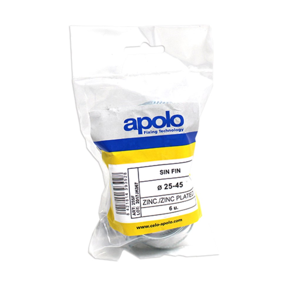 Bolsa abrazadera metálica sin fin tipo SF Ø 15/25 mm acero cincado