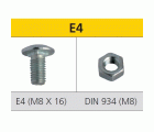 Tornillo métrico cabeza cuello especial M8x16 + tuerca DIN 934 M8 cincado