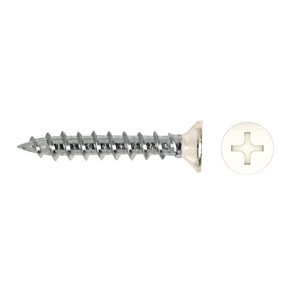 Tornillo PVE04 rosca plástico cabeza avellanada impronta PH Ø4,1x25 mm Lacado blanco