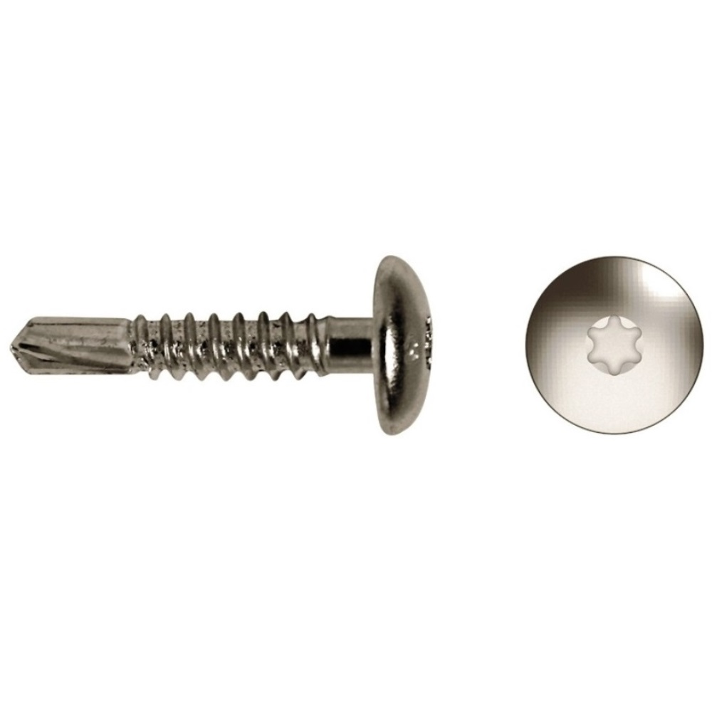 Tornillo BTT punta broca cabeza ancha impronta SIT Ø4,8x25 mm acero inox A2