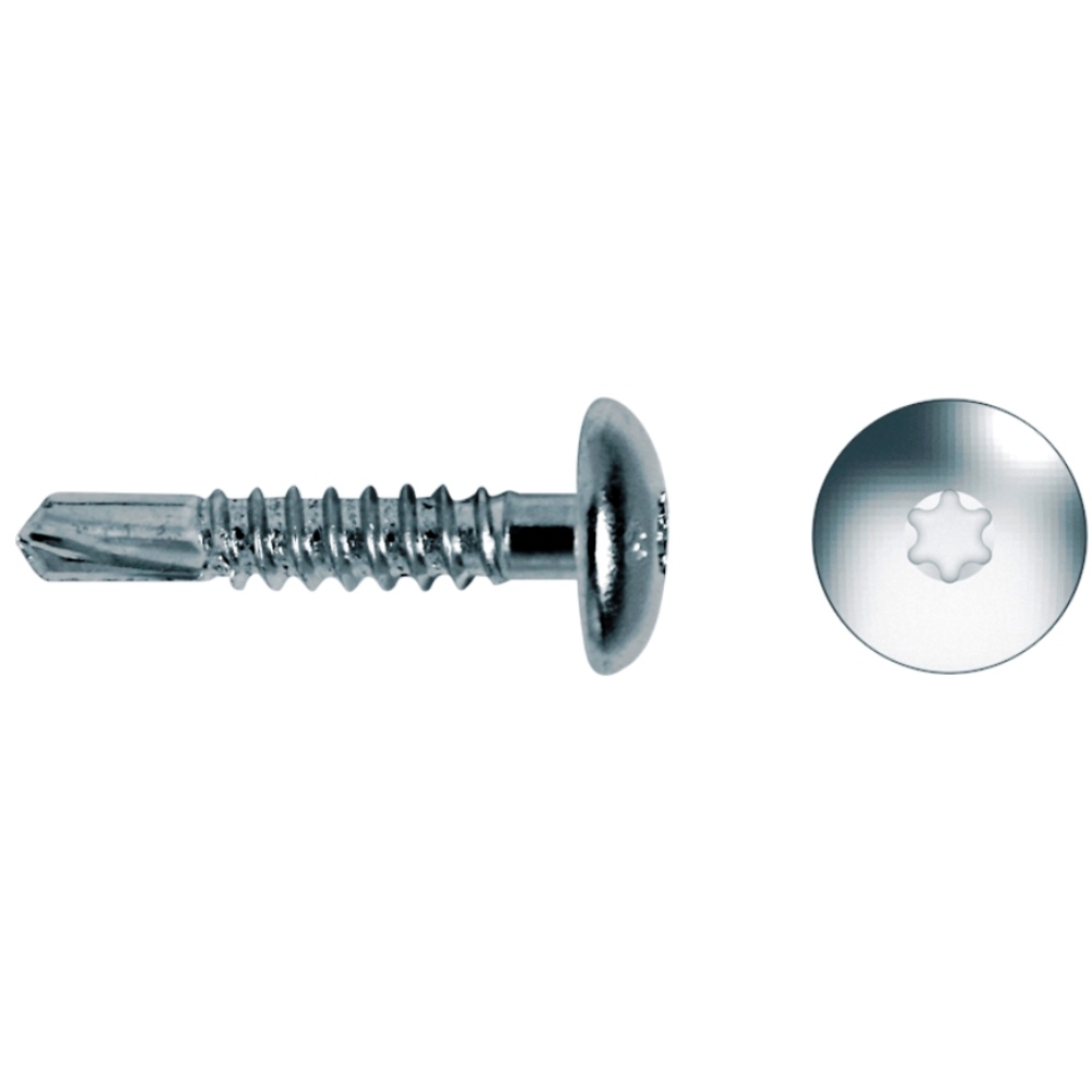 Tornillo BTT punta broca cabeza ancha impronta SIT 4,8x25 cincado