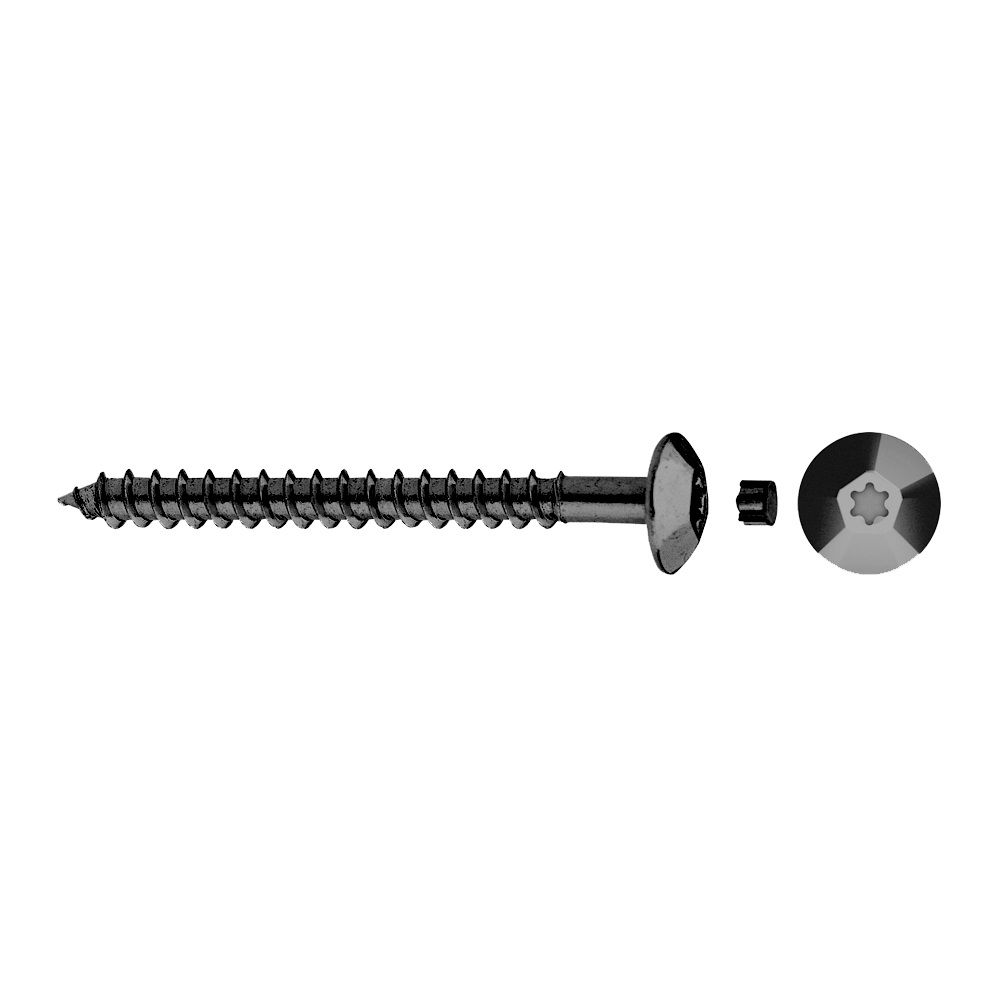 Tornillo TIC rosca tirafondo cabeza ancha impronta TX Ø7x70 mm cincado negro