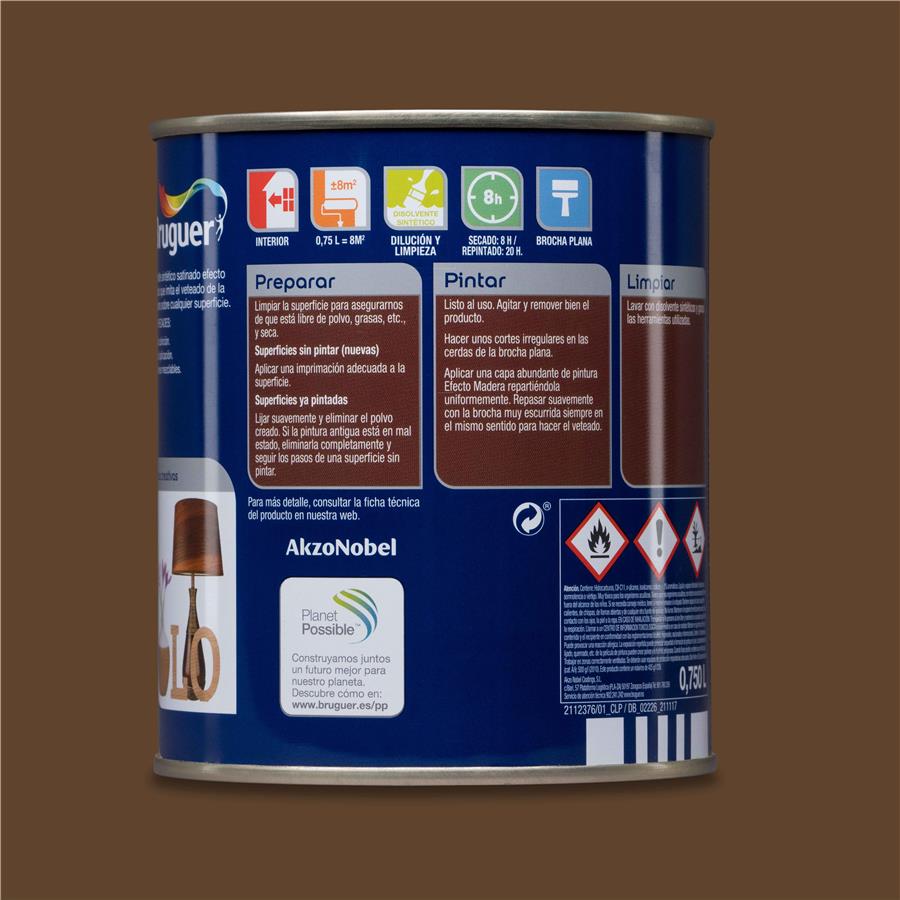 Esmalte Efecto Madera Nogal Oscuro Bruguer 0,750L