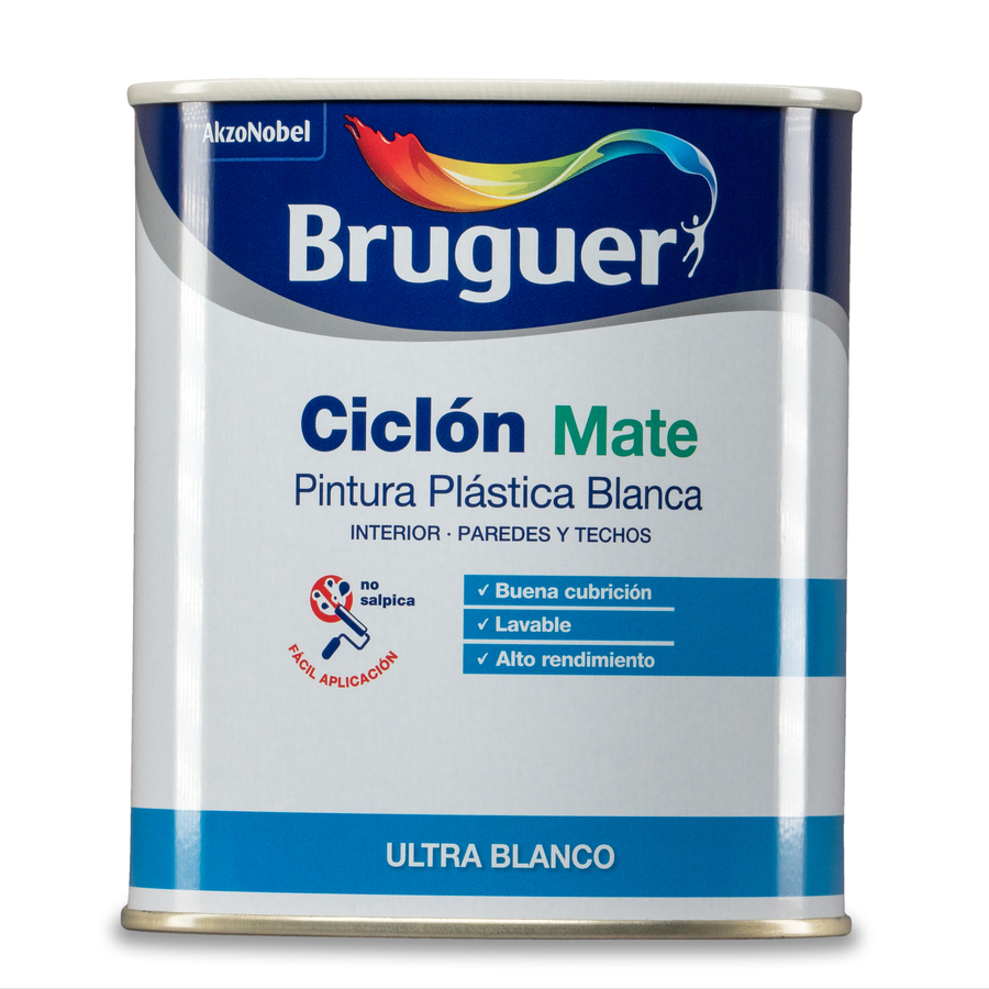 Pintura plástica de interior Blanco Mate Bruguer 0,75 L