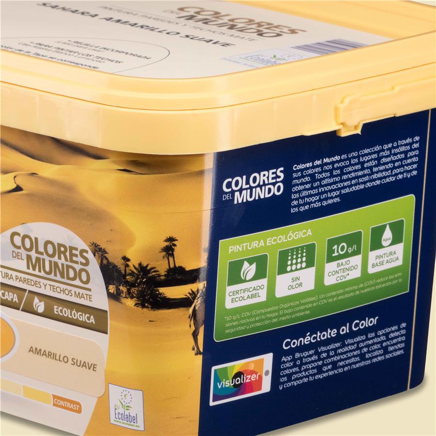 Pintura plástica de interior Sahara Amarillo Suave Bruguer 4L