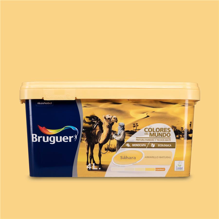 Pintura plástica de interior Sahara Amarillo Natural Bruguer 4L