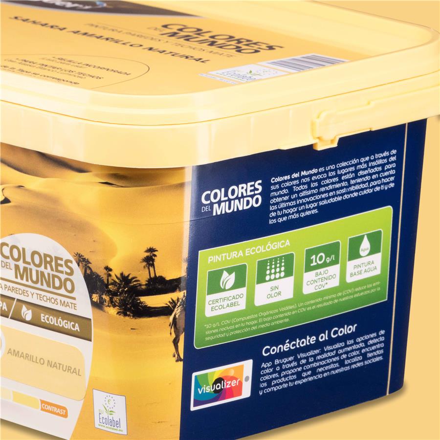 Pintura plástica de interior Sahara Amarillo Natural Bruguer 4L