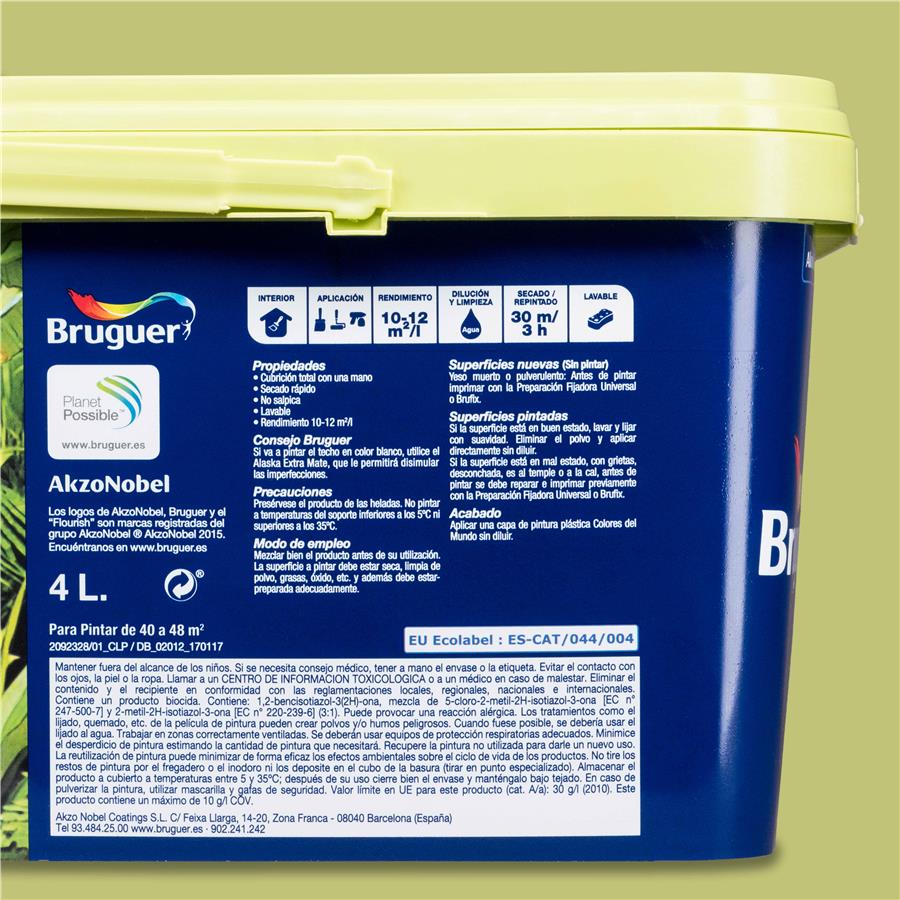 Pintura plástica de interior Amazonas Verde Natural Bruguer 4L