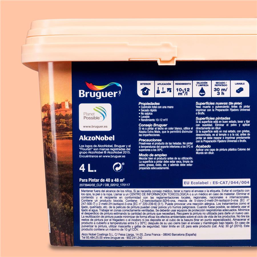 Pintura plástica de interior Toscana Salmón Natural Bruguer 4L