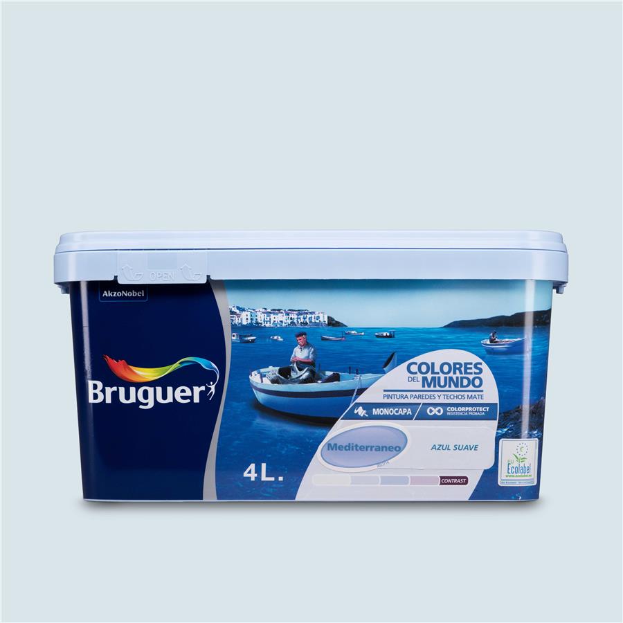 Pintura plástica de interior Mediterráneo Azul Suave Bruguer 4L