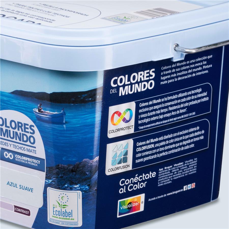 Pintura plástica de interior Mediterráneo Azul Suave Bruguer 4L