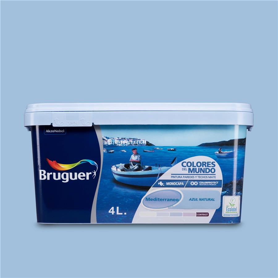 Pintura plástica de interior Mediterráneo Azul Natural Bruguer 4L
