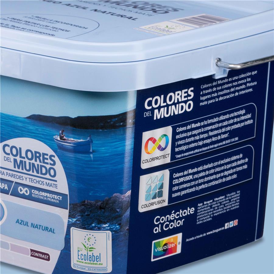 Pintura plástica de interior Mediterráneo Azul Natural Bruguer 4L