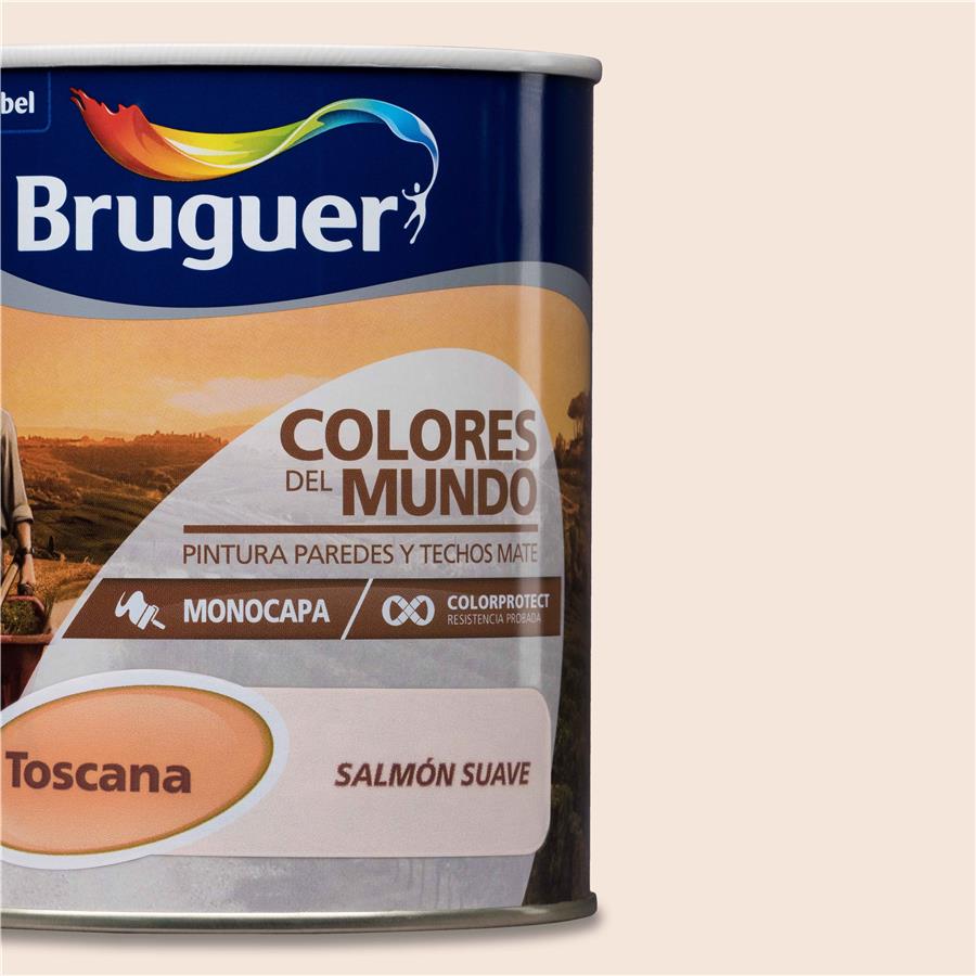 Pintura plástica de interior Toscana Salmón Suave Bruguer 0,750L