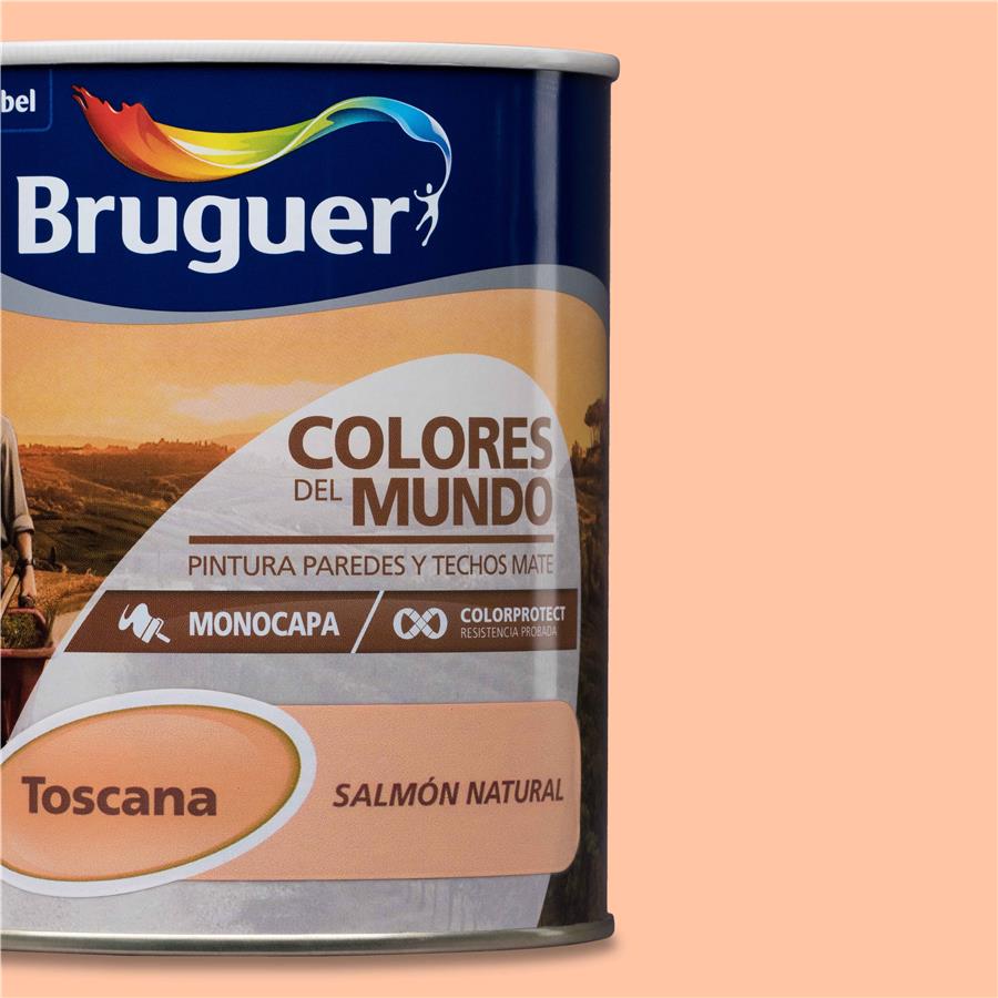 Pintura plástica de interior Toscana Salmón Natural Bruguer 0,750L